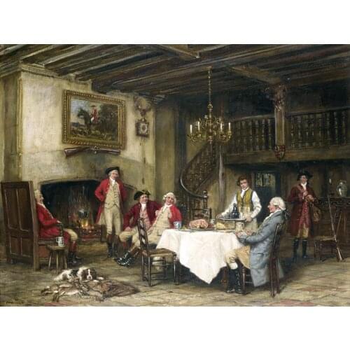 Classical figurative painting canvas portrait art poster picture court figures painting men meeting modern home decor