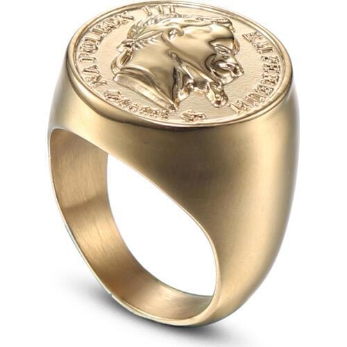 Stainless Steel Men USA Size(7-15) Napoleon Sculpture Finger Ring Statue Punk Fashion Anel Masculino Jewelry Drsopshipping