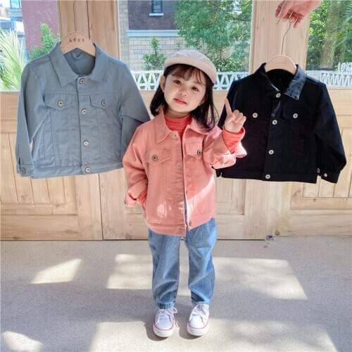 2 3 4 5 6 Years Toddler Girls Jackets Casual Korean Style Single Breasted Outerwear for Girl Boys Clothing 2020 Autumn Boy Coats
