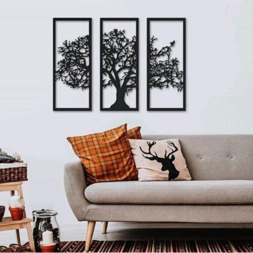 Laser Cut 3 Pieces Wood Wall Decor Black wall decoration decorative product new fashion home decoration new generation