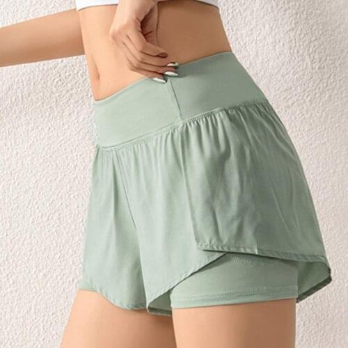 Summer Women Sports Shorts Casual Quick Dry Butt Lift Two Layers High Waist Yoga Short Sports Fitness Gym Shorts