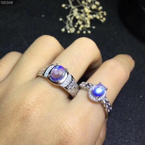Best Gift For Wedding , Wedding Couple Rings Natural and Real MoonStone Lovers Ring 925 sterling silver