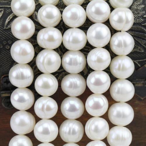 Unique Pearls jewellery Store,11-12mm White Brown Color Freshwater Pearl Loose Beads,15inchs One Full Strand