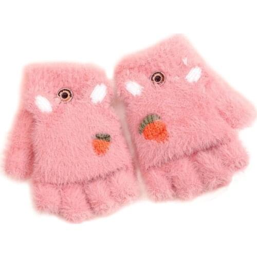 28EC Cute Wool Newborn Mittens Knitted Glove for Boys Girls Elastic Warm Half Finger Mittens 12cm Length Riding Gloves