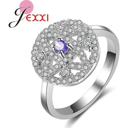 Fashion Silver Ring For Wedding Jewelry Accessory Hollow Out 4 Prong Setting With Micro Paved Cubic Zironia Rings