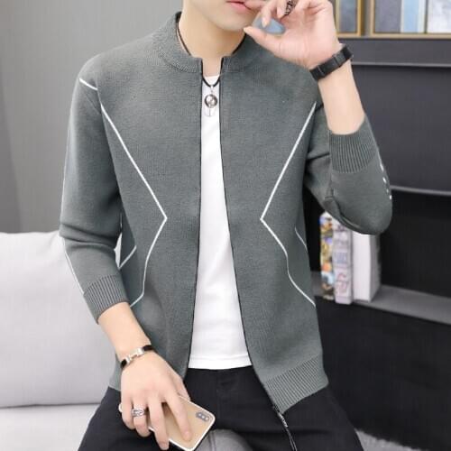 Male Sweater Patterns Cardigan Blusa De Frio Masculino Solid Casual Knitwear Sweater Slim Fit Zipper Sweater Pull Homme KK2996