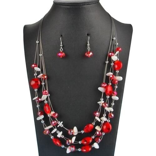Hot Bohemina bijoux Earing Chocker Necklace Sets Women Crystal Beads Jewelry Sets Fashion Women jewelry set