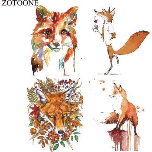 ZOTOONE Iron On Fox Patches For Girl Clothes Heat Transfers Vinyl Cartoon Animal Patch Stickers Appliqued Accessory Heat Press E