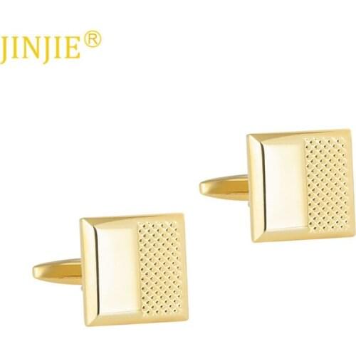 New Spot glossy brushed plain gold color metal cufflinks mens simple style French square shirt cufflinks mens jewelry luxury