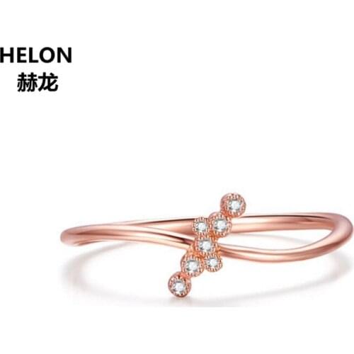 Solid 14K Roses Gold Natural Diamonds Ring Engagement Wedding Band Ainnversary Birthday Party Fine Jewelry Gift Art Deco