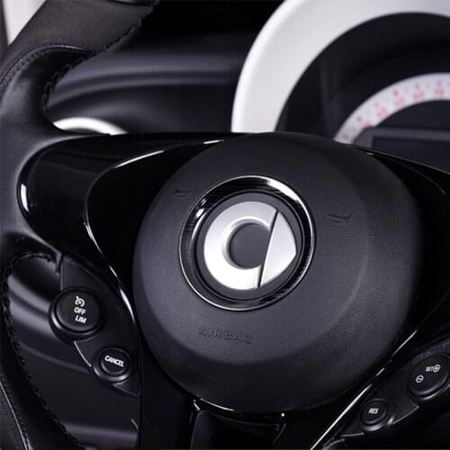 Stainless Steel Steering Wheel Panel Center Cover Decorative Metal Ring Auto Parts Car Styling for New Smart 453 Fortwo Forfour