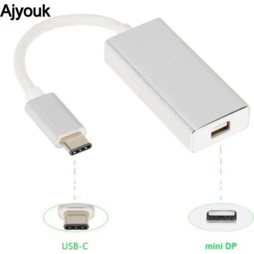 50PCS USB 3.1 Type C to Mini DP Display Port Female Converter Adapter Cable For Apple Macbook Chromebook and Monitor