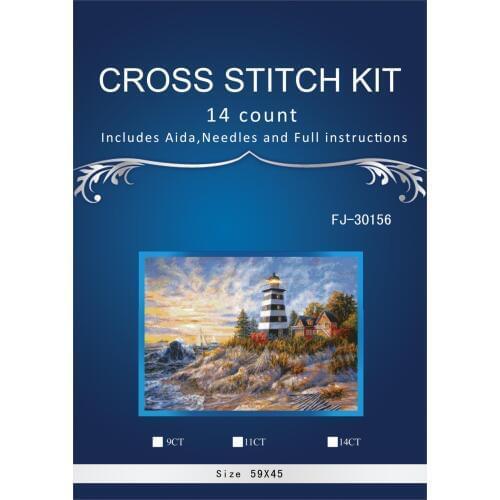 Lighthouse Scenery,2016 home Decor counted 14ct white canvas similar DMC Cross Stitch kits14CT needlework Set DIY embroidery