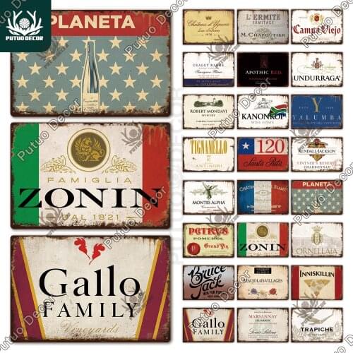 Putuo Decor Wine Vintage Tin Sign Metal Sign Plaque Metal Decorative Plaque Man Cave Pub Bar Club Decor Wall Decoration