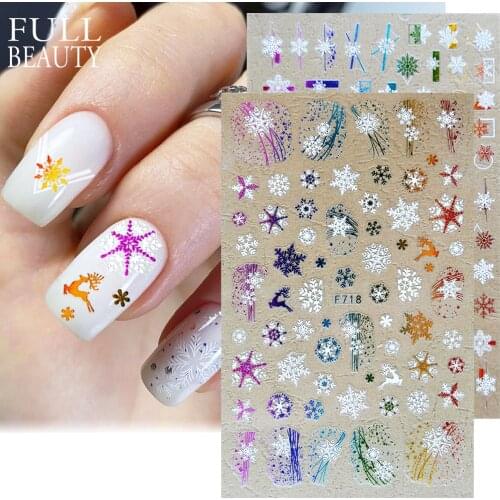 Christmas Nail Stickers 3D Colorful Snowflakes Sliders Winter Nail Art Decorations Letters Geometry Decals Manicure Decor CHF712