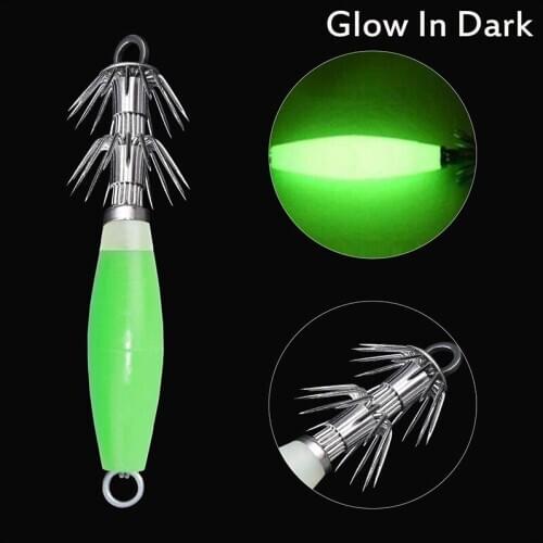 Squid Jig Hooks Fluorescent Fishing Lure Bait Head Cuttlefish Stainless Steel Squid Jig Hook