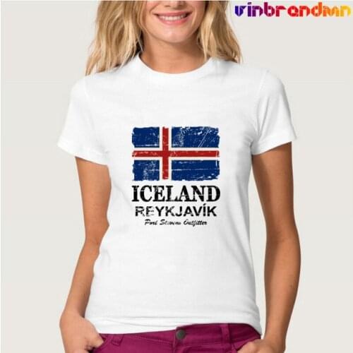 Iceland flag Fashion T Shirts Patriotic Flag design Womens Tee 100% Cotton Shirt Cotton Short Sleeve Unisex Cool T-shirt XS-3XL