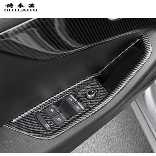 Car Styling Carbon fiber for Audi A4 B9 A5 Interior Door Window Glass Switch Button Armrest panel Cover Sticker Trim Accessories