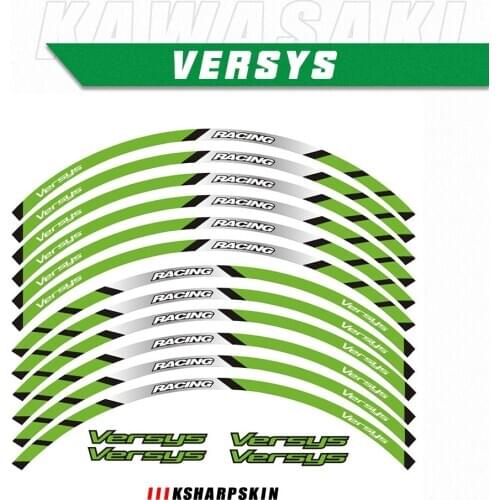 12 Strips Motorcycle Reflective decals Wheels Moto Rim Stickers decoration protection rim sticker For Kawasaki VERSYS versys650