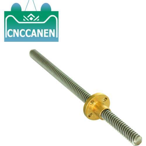 T5 Lead Screw 3D Printer 100mm 150 200 250 300 400 500 600 700 800 900 1000 mm Picth 1mm Lead 1mm + Brass Nut