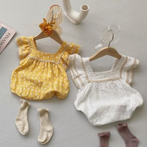 Vintage double lace collar romper for princess girls costumes cotton infant kids sleeveless bodysuit for children outfits baby o