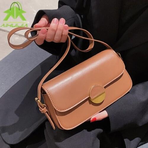 Retro Fashion Handbag Women Luxury Underarm Bag High Quality Pu Leather Shoulder Bag Simple Solid Color Female Messenger Bags