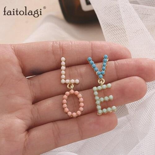 New Fashion Love Shape Earrings For Women Colorful Simulated Pearls Rhinestone Piercing Earrings Girls Travel Jewelry