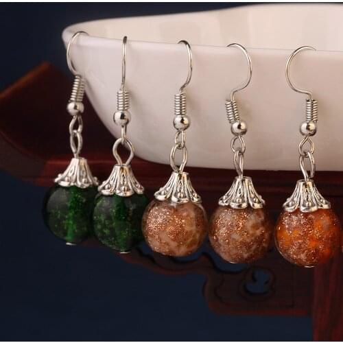 Ethnic 3 colors green orange Manual coloured glaze earrings vintage delicate drop earrings Chinese wind jewelry women