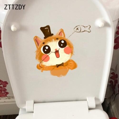 ZTTZDY 24.3*22.1CM Cartoon Cat Home Children BedRoom Decoration WC Toilet Decal Wall Sticker T3-0102
