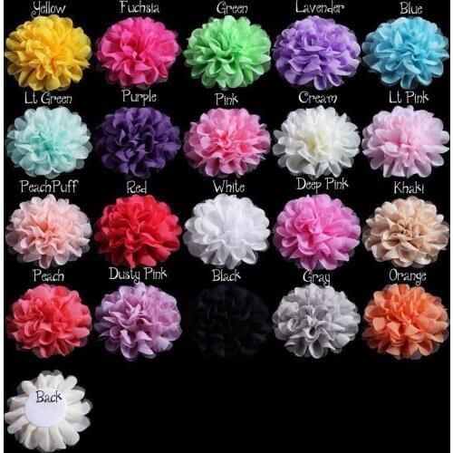 20 pcs/lot , Large Chiffon Mesh Flowers - 4.7 Inch Wedding Chiffon Petal Flowers , Chiffon Puff Flower