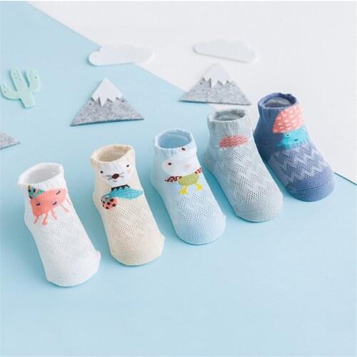 5 Pairs/lot Spring Summer Mesh Socks For Newborns Baby Cute Cartoon Socks For Girls Thin Soft Cotton Boy Child Socks Infants