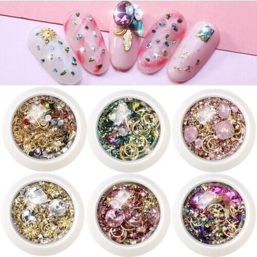 6 Styles Cute Style Nail Decoration 3D Crystal Stones Rhinestones Colorful Diamonds Beauty Art Tool Glitter Rhinestones Bottle