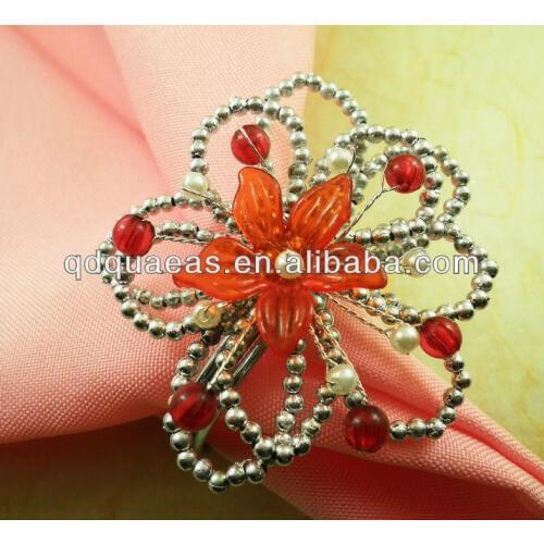 Acrylic wholesale napkin ring wedding and pearl napkin holder