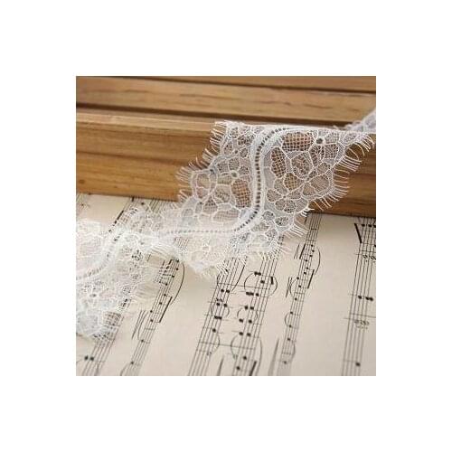 Free Shipping 12 Yards / Lot Special Beige Orchid Eyelash Lace Trim 8CM Wide Diy Clothing Accessories Lace Fabric