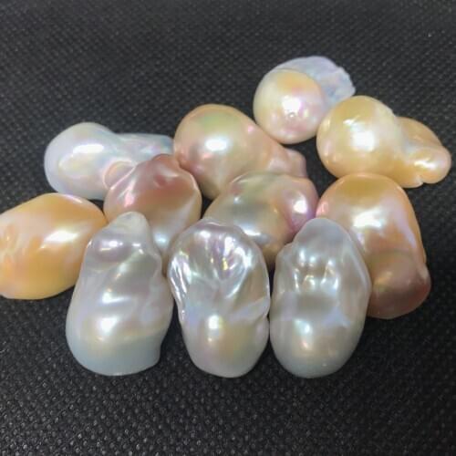Free shipping 3A high luster Nature half hole drilled/no hole15mm-16mm big size loose baroque shape pearl