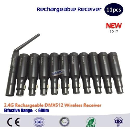 DHL Free shipping 3yeas warranty New Rechargeable 2.4G ISM DMX512 Wireless 3 Pin Female Receiver for Stage PAR Light