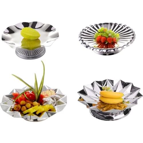 Snack Dish Creative cute dishes and plates sets flower nut plate KTV Bar Stainless Steel Fruit candy Dish tray plate sushi maker