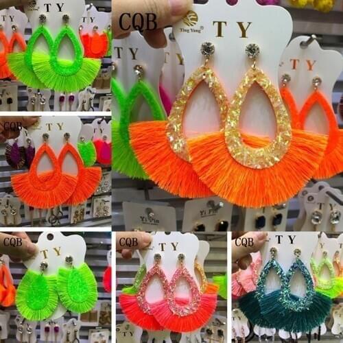 Bohemian earrings 2019 Party Christmas Fluorescence earrings for women boho Handmade jewelry vintage statement drop earrings