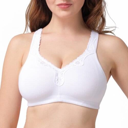Soft Cup Plus Size Wirefree Cotton Bra Women Sleeping Underwear Wire free Minimizer Bra Full Coverage C D E F G H I