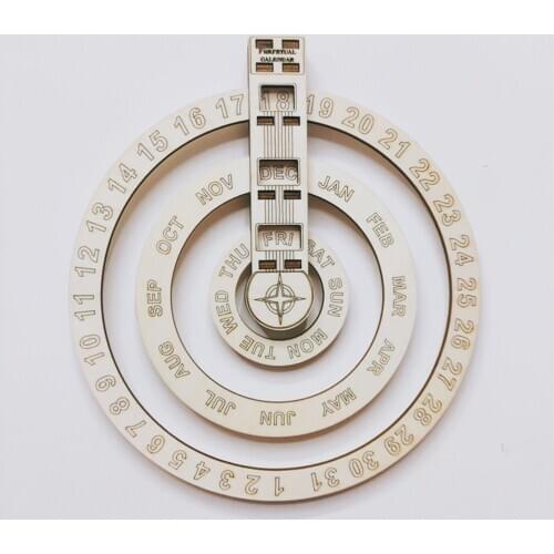 Wooden Wall Calendar Circular Wall Hanging Spin Calendar Decorative Perpetual Calendar Crafts Great Home Decoration