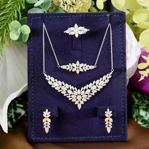 GODKI Square flower Charms 4PCS Bracelet Ring Necklace Earring Set For Women Wedding Party Cubic Zircon CZ Dubai Bridal Jewelry