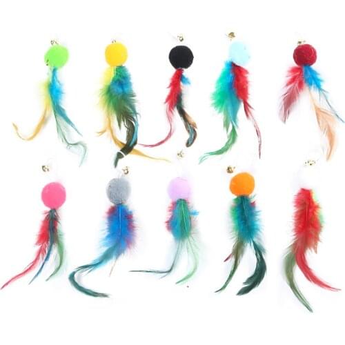5pcs Cat Toys Funny Cat Stick Replacement Head, Soft Ball Feather Replacement Head Interactive Cat Fur Toy
