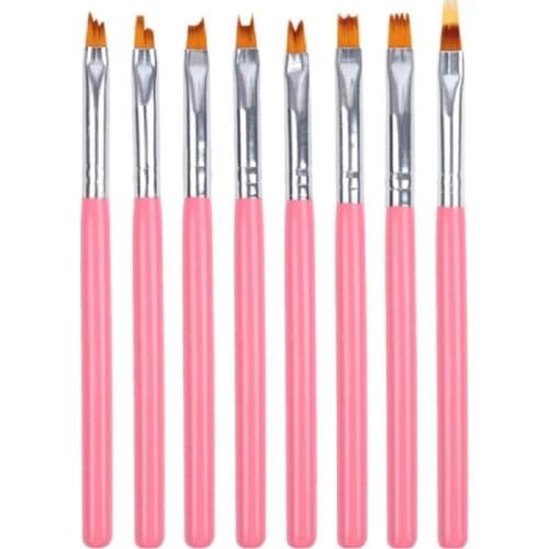 8Pcs Professional Manicure UV Gel Brush Pen Nail Art Brush Acrylic Painting Drawing Line Pen Liner Thin Brush Phototherapy Tools