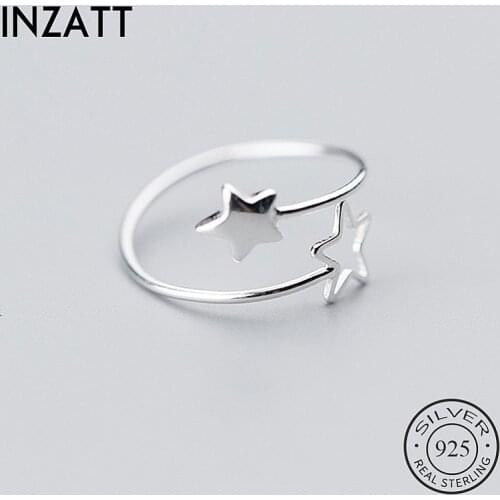 INZATT Real 925 Sterling Silver Star Adjustable Ring For Fashion Women Party Minimalist Fine Jewelry 2020 Cute Accessories Gift