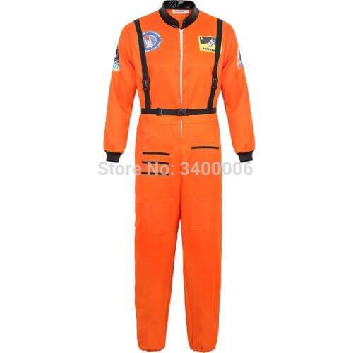 Astronaut costume adult astronaut jumpsuit suit men women flight suit halloween cosplay one piece overalls blue white orange