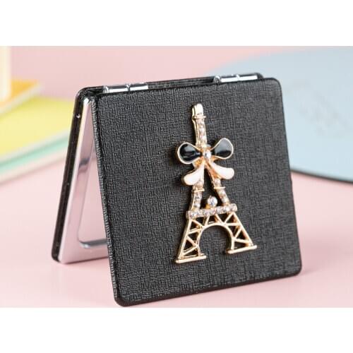 Mini Pocket Cosmetic Beauty Makeup Mirror Ballet Girl,2-face PU Leather Portable Magnify Folding Compact Mirror,Party Girl Gift