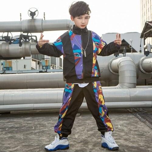 Boys Multicolor Hip Hop Suit Girls Jazz Dance Costume Catwalk Show Tide Children Street Performance Clothes Drum Costumes DL5288