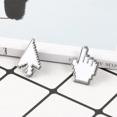 Cursors Enamel Pins Mouse Arrow Hand Badge Brooch Lapel Pin Denim Shirt Collar White Simple Computer Jewelry Gift for Programmer