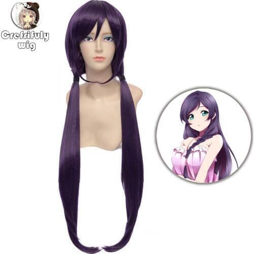 Lovelive Nozomi Tojo Long Straight Dark Purple Cosplay Wig Synthetic Hair Perucas Halloween Costume Party Play Wigs For Women