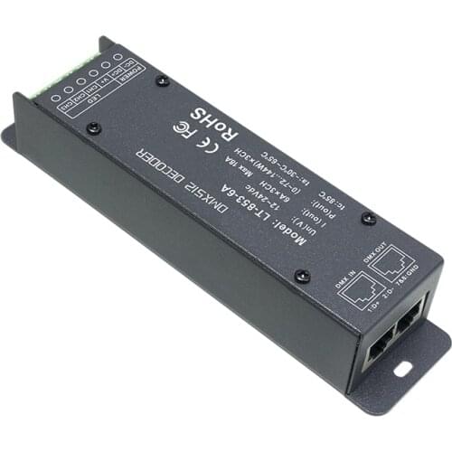LTECH Led DMX Decoder 6A*3CH DC 12V-24V 6A 3 Channel 18A Output LED RGB Strip Light DMX512 Controller Constant Voltage Decoder